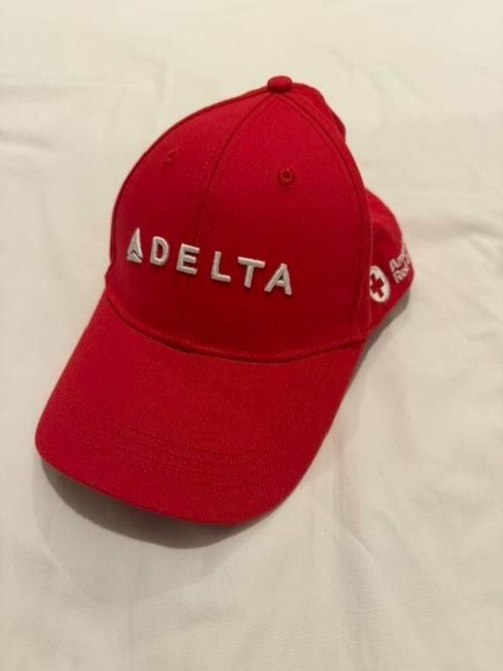 Delta Airlines Hat Baseball Cap American Red Cross Embroidery Cotton Red